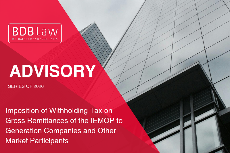 Imposition of Withholding Tax on Gross Remittances of the IEMOP to Generation Companies and Other Market Participants
