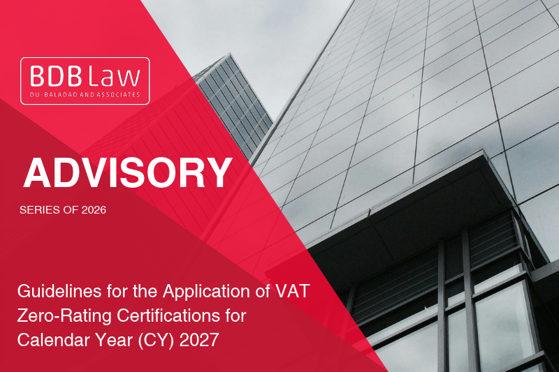 Guidelines for the Application of VAT Zero-Rating Certifications for Calendar Year (CY) 2027